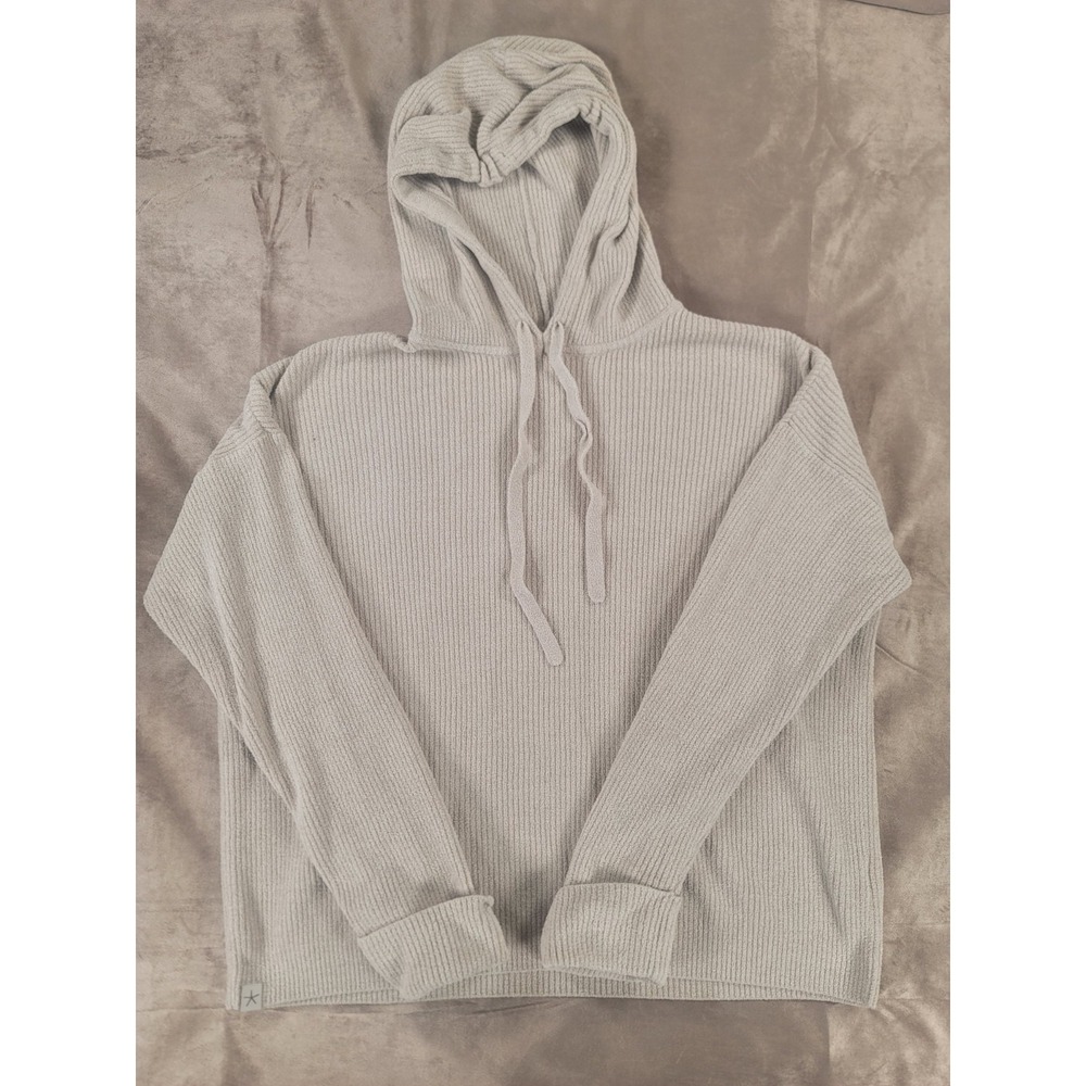 Barefoot Dreams CozyChic Ultra Lite Hoodie Pullover Sweater Beige M